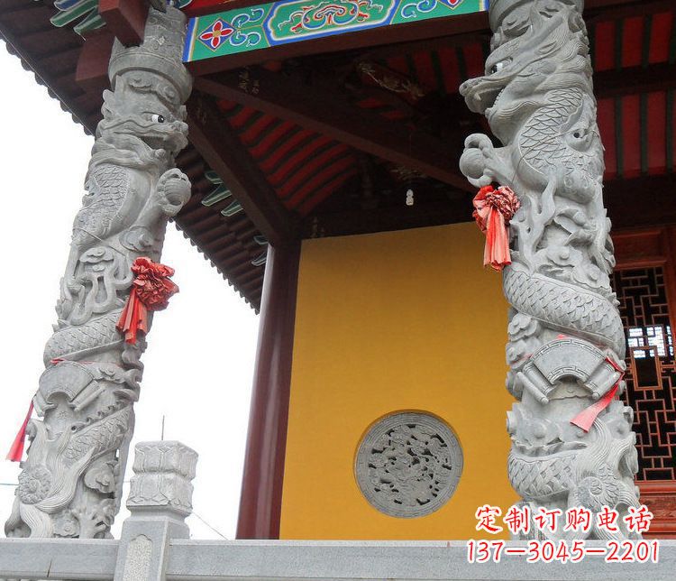 长沙精美大理石龙柱雕塑