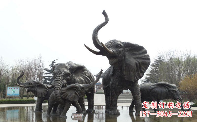 长沙广场仿真大象玻璃钢动物雕塑