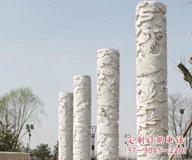 长沙广场凤凰浮雕龙柱景观石雕