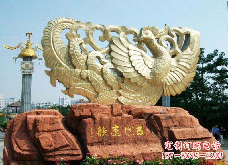 长沙广场凤凰景观铜雕