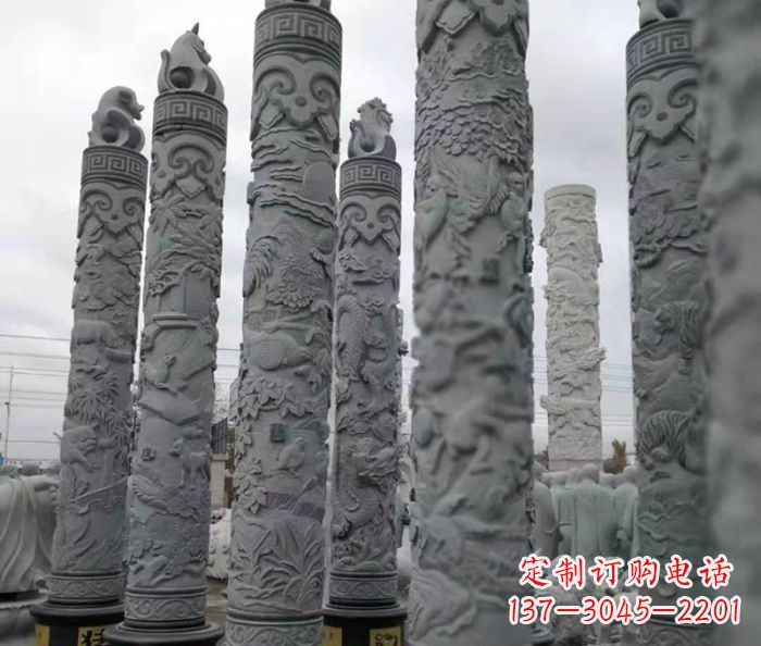长沙广场景观12生肖石柱 (2)