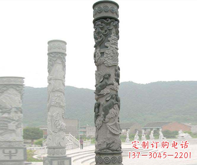 长沙广场景观仿古12生肖石柱 (2)