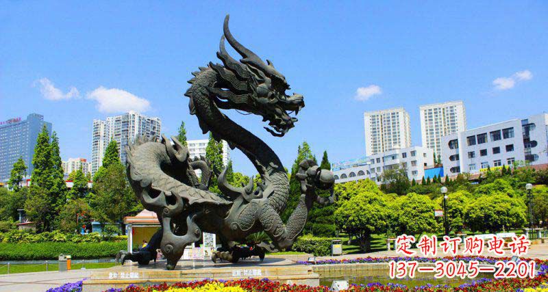 长沙广场龙戏珠景观铜雕