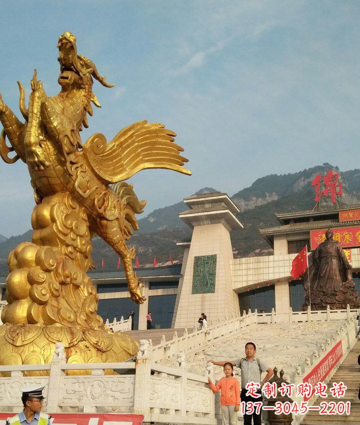 长沙广场腾飞的麒麟景观铜雕