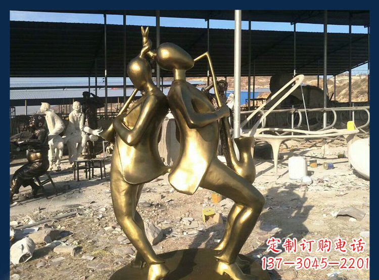 长沙广场铜雕贴金吹萨克斯人物雕塑