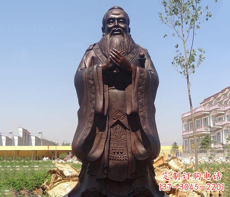 长沙广场校园历史孔子人物铜雕像