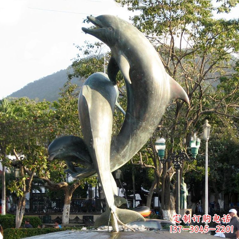 长沙海豚公园铜雕景观动物雕塑