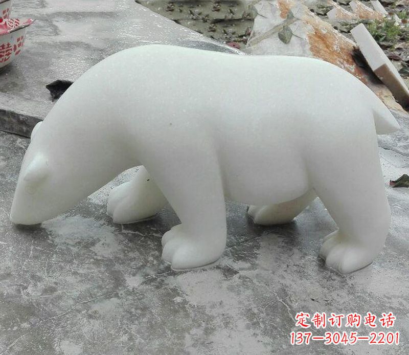 长沙汉白玉动物雕塑·北极熊