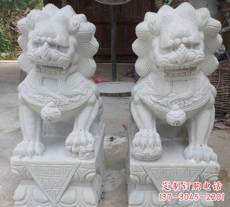 长沙汉白玉精美狮子雕塑