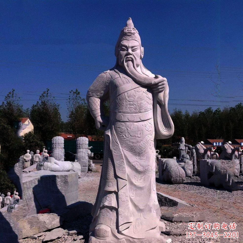 长沙中领雕塑-精致关羽石雕塑