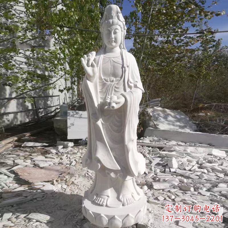 长沙汉白玉观音菩萨石雕塑