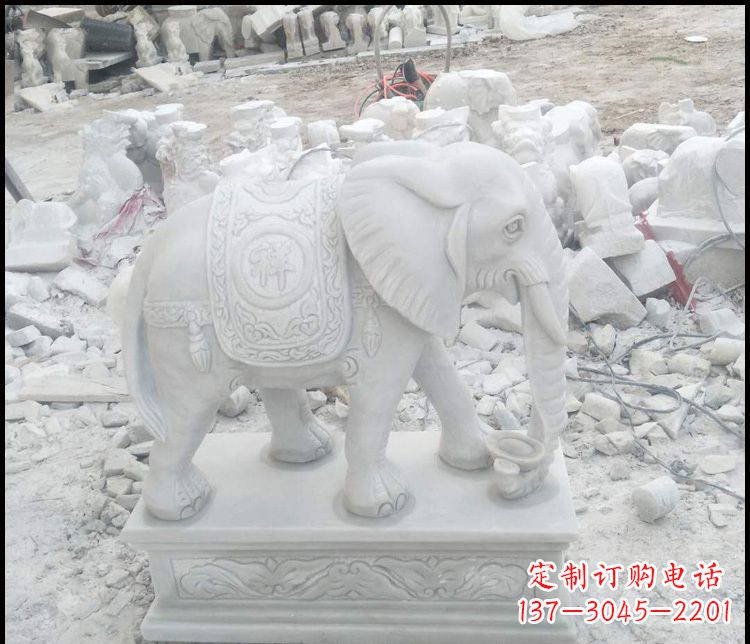 长沙汉白玉吉祥大象雕塑