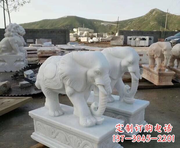 长沙高雅大气的汉白玉吉祥大象门口雕塑