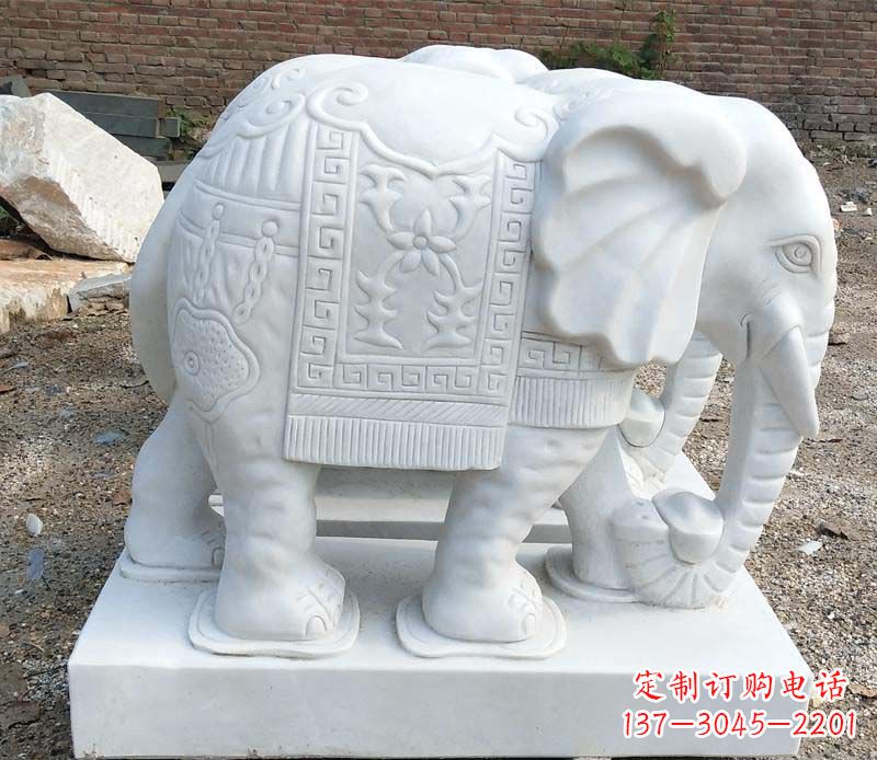 长沙汉白玉卷鼻大象雕塑