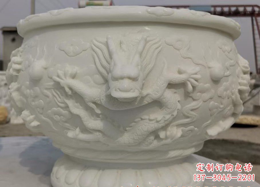 长沙中领雕塑汉白玉龙鱼缸雕塑,是由专业雕塑定…