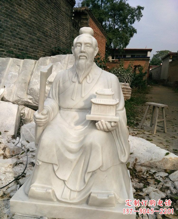 长沙汉白玉鲁班石雕