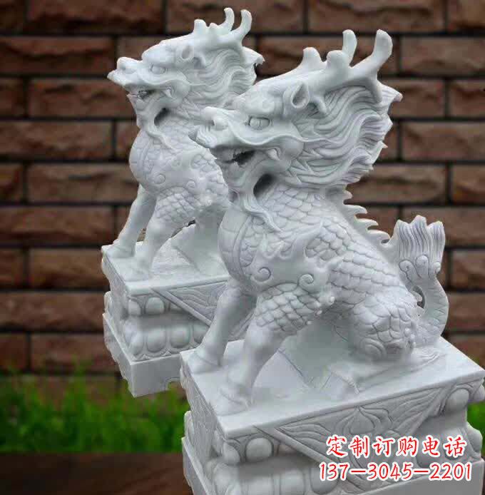 长沙中领雕塑推出的汉白玉麒麟雕塑，精美的外形…