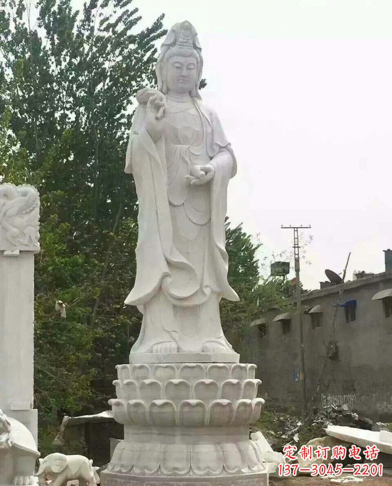 长沙汉白玉洒水观音驻颜祥和