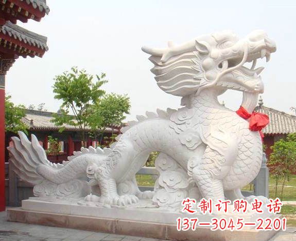 长沙汉白玉生肖龙雕,精致传承岁月之美