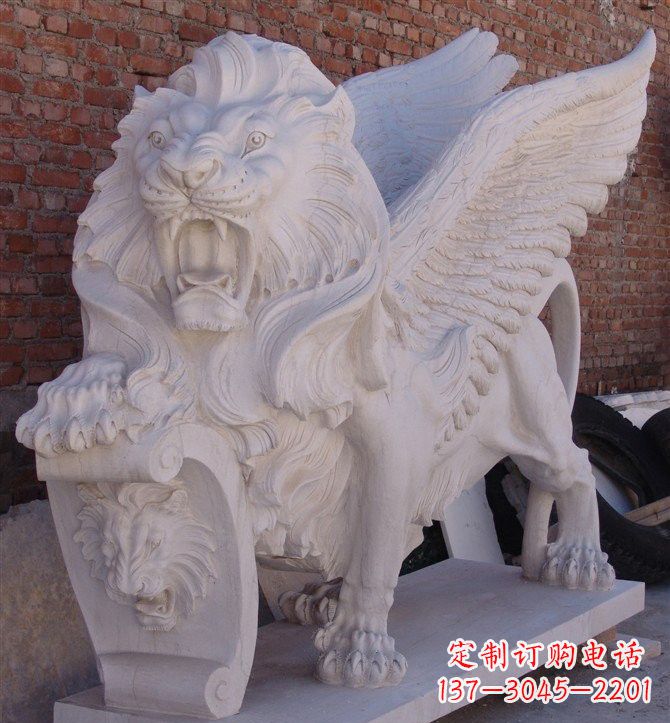 长沙汉白玉圣马可飞狮石雕，精致品质保证