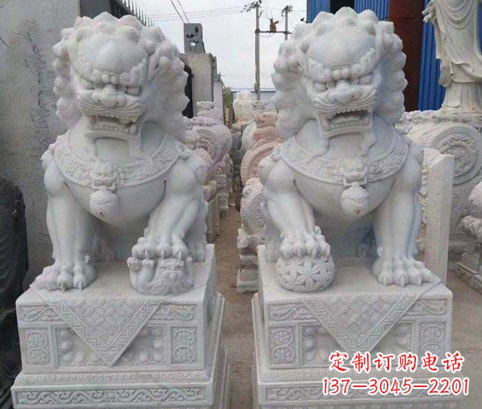 长沙汉白玉狮子招财动物石雕