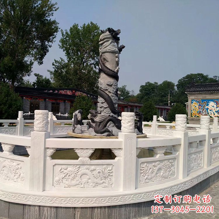 长沙汉白玉石雕栏板护栏