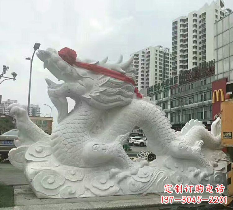 长沙汉白玉神龙雕塑，精致而又具有历史感
