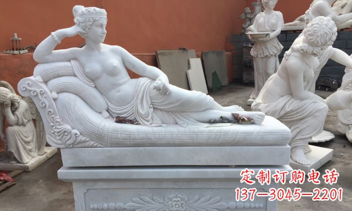 长沙汉白玉西方女人公园人物石雕