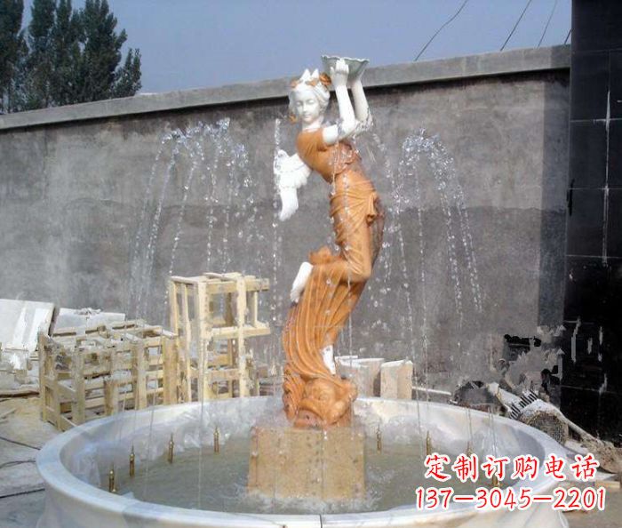 长沙汉白玉西方人物公园石雕喷泉