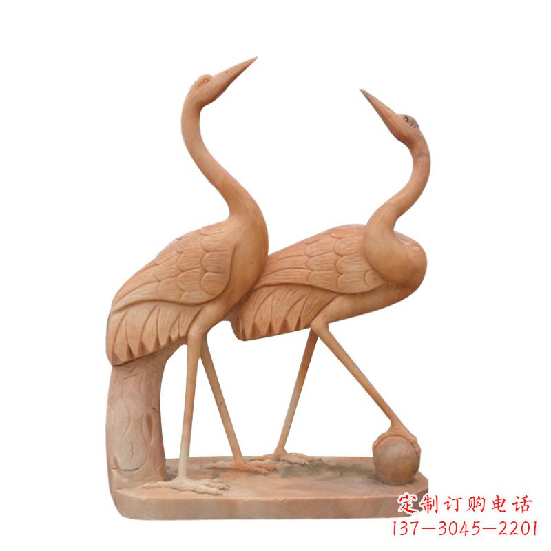 长沙汉白玉花仙鹤雕塑，是来自中领雕塑的一件精…