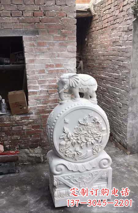 长沙汉白玉小象抱鼓石