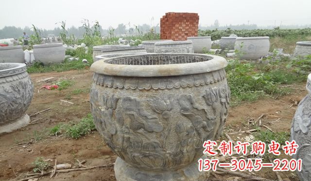 长沙荷花花盆公园景观石浮雕