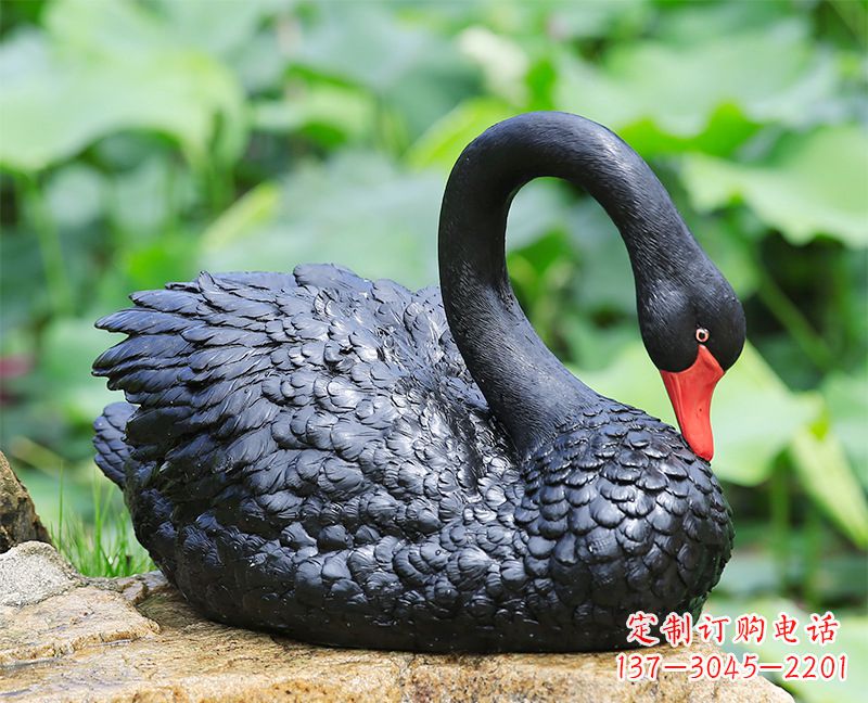 长沙玻璃钢黑色曲颈天鹅雕塑