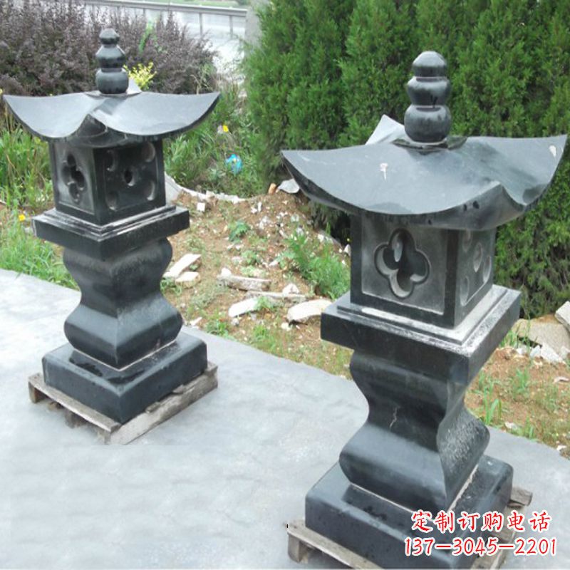 长沙黑曜石材质灯笼雕塑