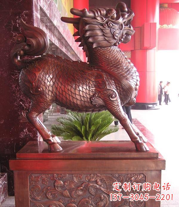 长沙红铜麒麟神兽铜雕