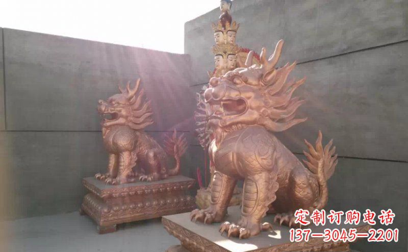 长沙红铜麒麟古代神兽铜雕