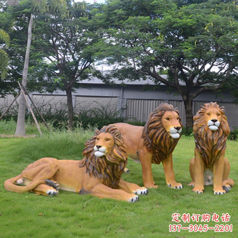 长沙把公园里的斗勇气释放出来--领雕金刚户外仿真狮子雕塑