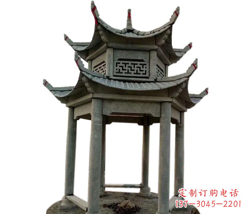长沙户外双层六角凉亭石雕