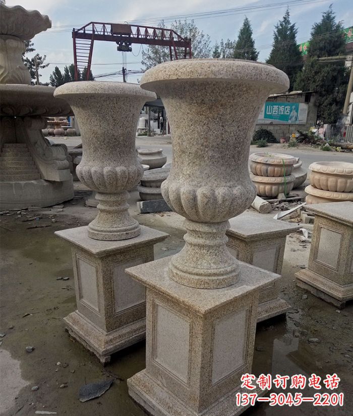 长沙花岗岩欧式花钵小区石雕花盆