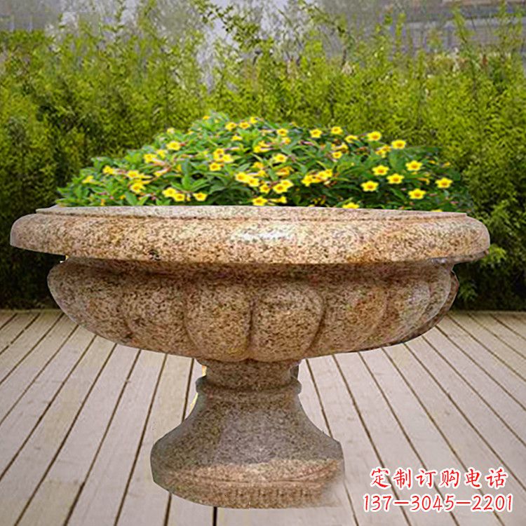 长沙花岗岩欧式园林花盆雕塑