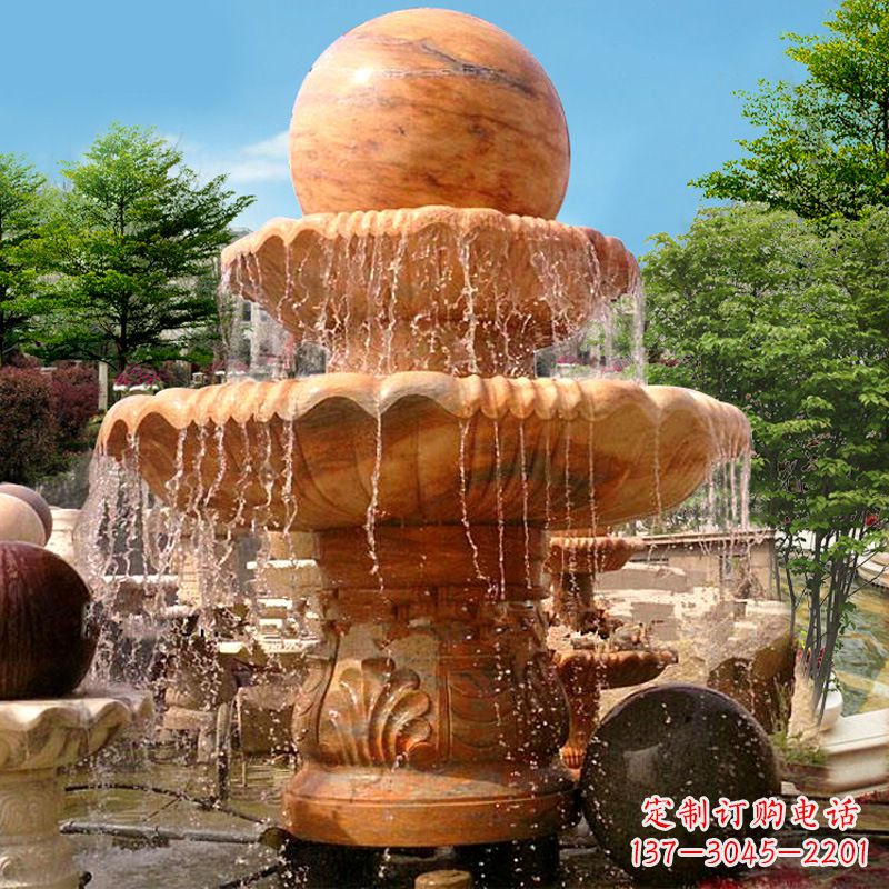 长沙花岗岩石雕喷泉风水球