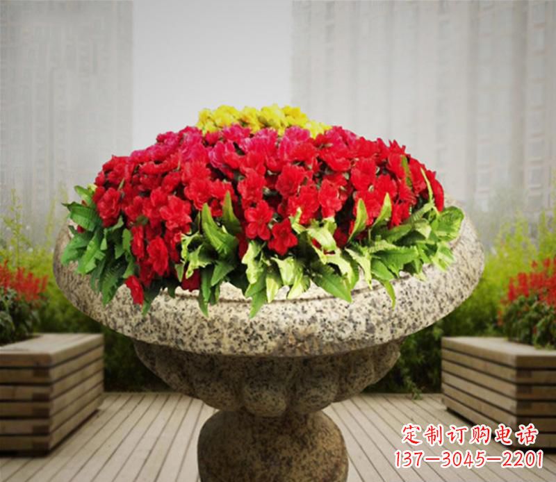 长沙花岗岩小区景观花盆雕塑：精美艺术设计