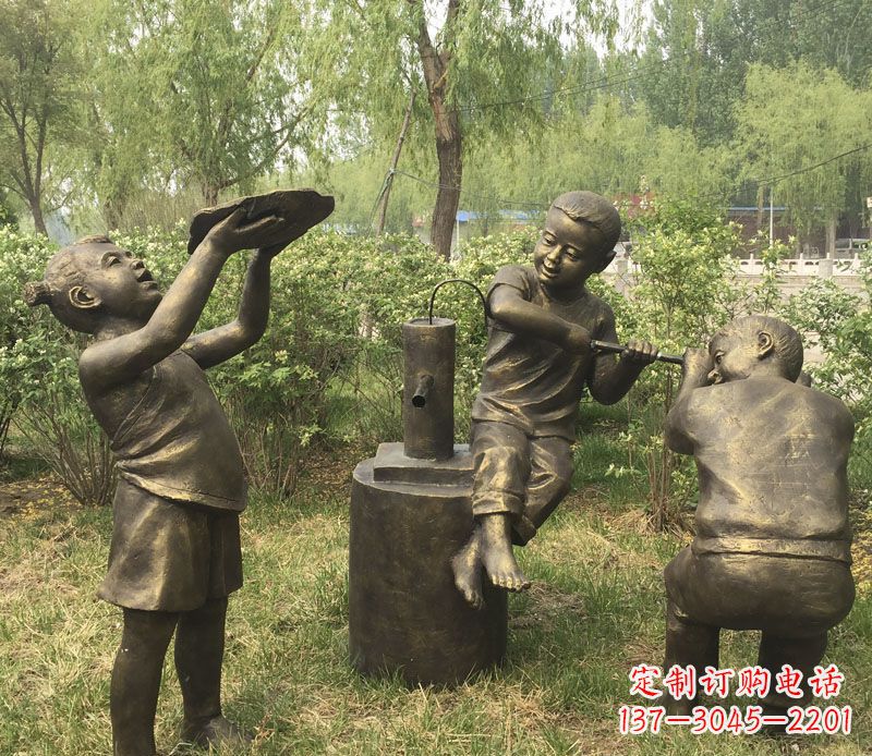 长沙艺术熊孩子，活泼可爱的儿童雕塑