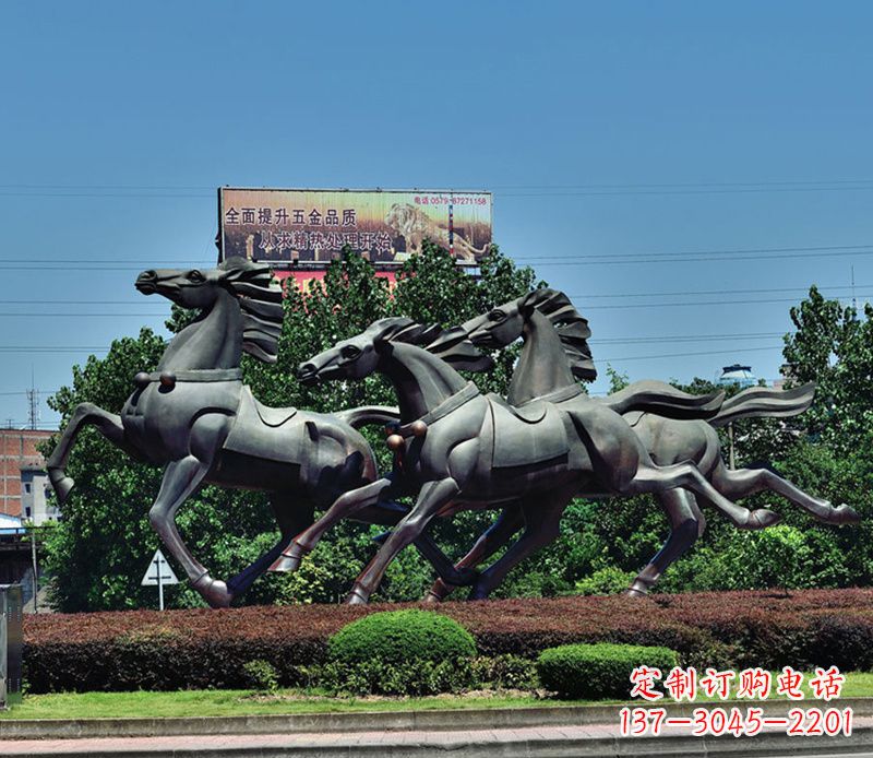 长沙街边奔马铜雕塑