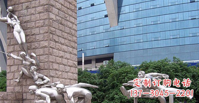 长沙街边不锈钢运动员人物雕塑