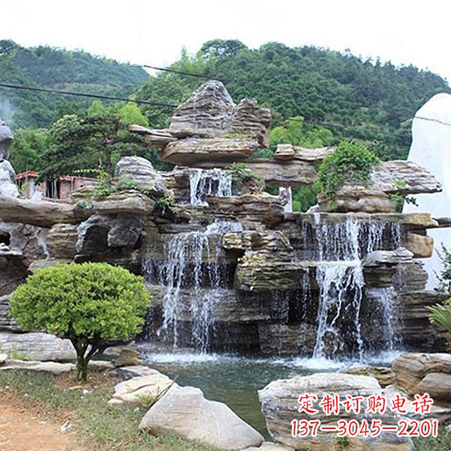 长沙领雕塑让您的景区更精彩——奇石流水假山雕塑
