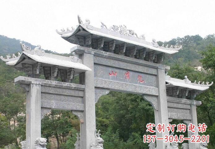 长沙三门仿古牌坊石雕,精美绝伦