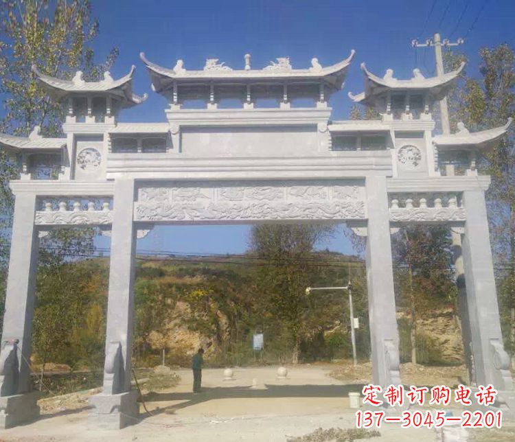 长沙中领雕塑：精雕制作仿古石牌坊石雕