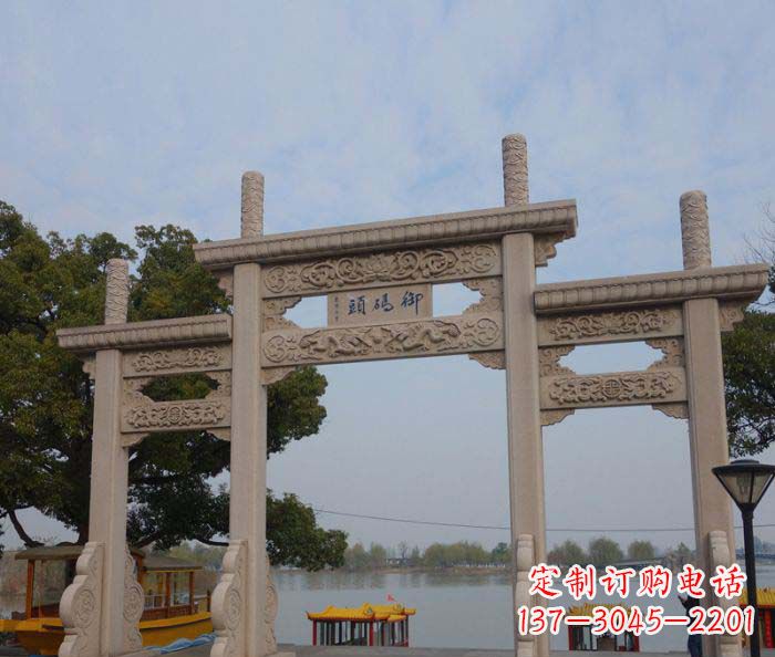 长沙景区三门古典牌坊石雕