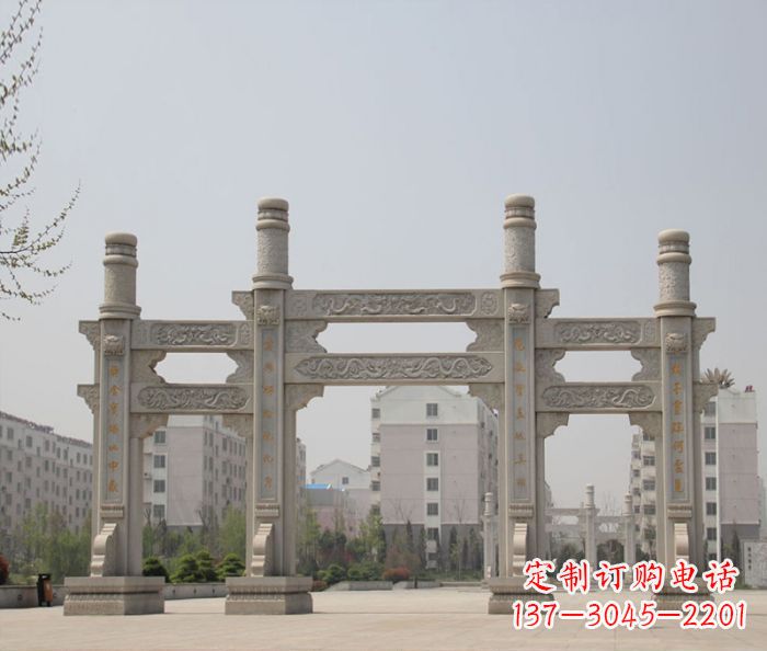 长沙上中领雕塑:牌坊石雕定制